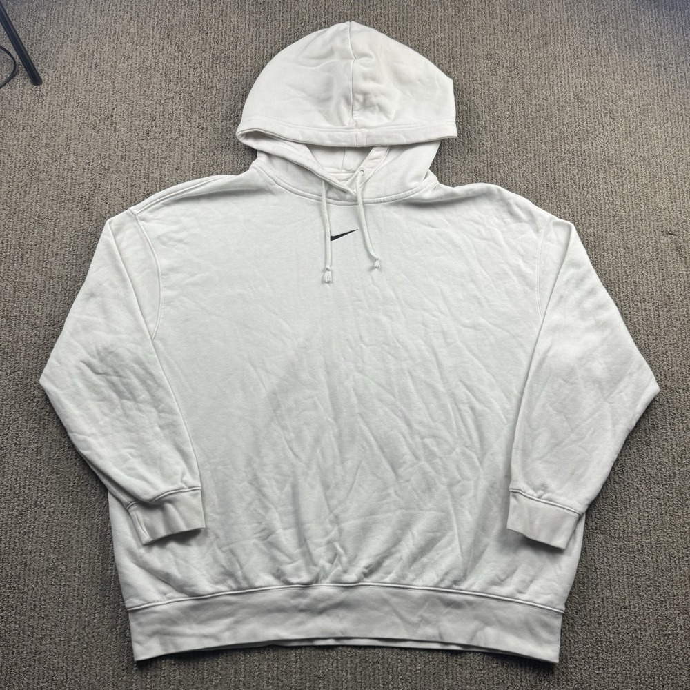 Nike Womens XL Sportswear Phoenix Fleece Pullover Hoodie Center Swoosh Ivory